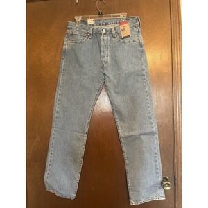 Levis Jeans Mens 33x32 Denim 501 Original Fit Button Fly Medium Wash Cotton NWT